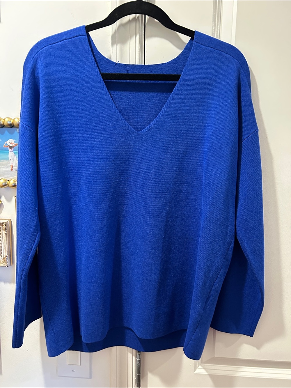 Relaxed V-Neck Sweater in Royal Blue
